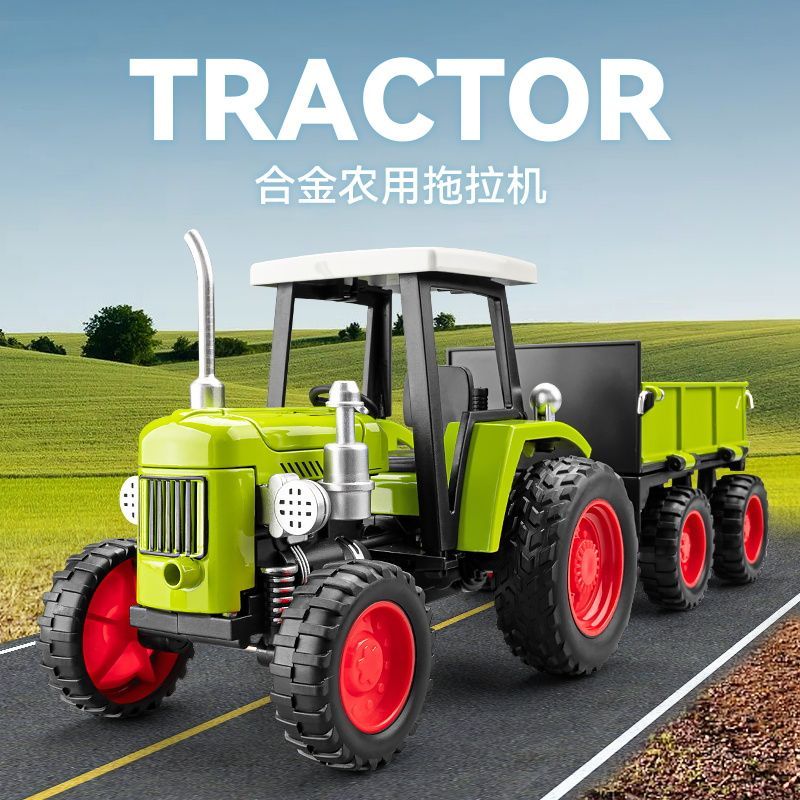 Agriculture Farming For Kids - Legierungsfarmtraktor-Spielzeug mit Anhänger, Licht, Sound, Rückziehfunktion,