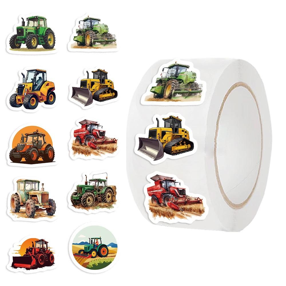Agriculture Farming For Kids - 500 Stück Traktor-Aufkleber-Rolle, 10 Designs, Vintage-Aufkleber