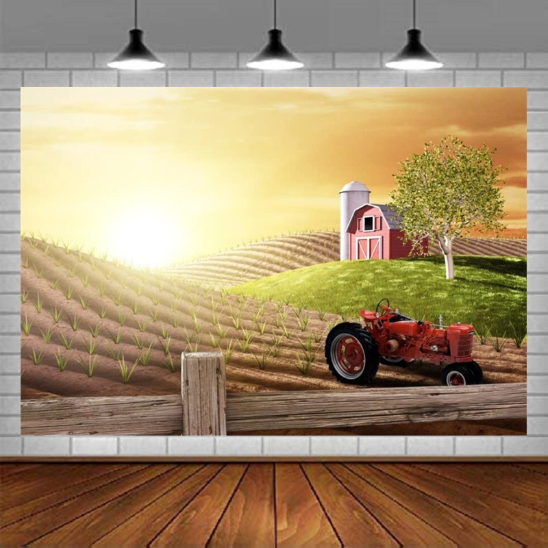 Agriculture Farming Background - Morgendliche Geschäftige Farmfotografie Kulisse Sonnenaufgang Ländliche