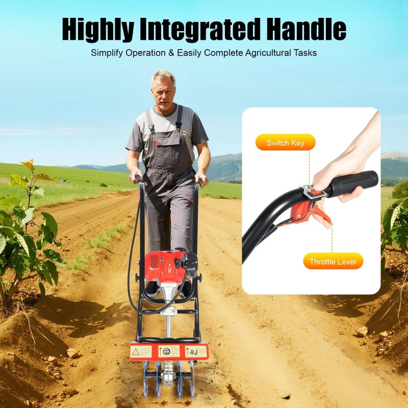 Soil Tilling Cultivator - Bodenfräse, 52CC 2-Takt Gartenkultivator, Motorisierter Garten-