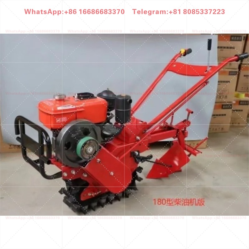 Soil Tilling Cultivator - Kettengetriebener Motorhacke mit Dieselmotor, Mini-Landwirtschafts-Bodenfräse, Ersatzteile