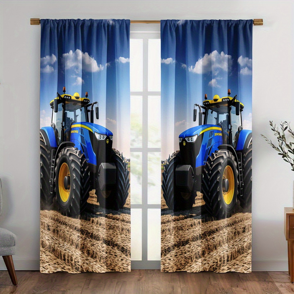 Blauer Traktor-Vorhang, Vorhän – Agriculture Farming For Kids Bewertung und Preis