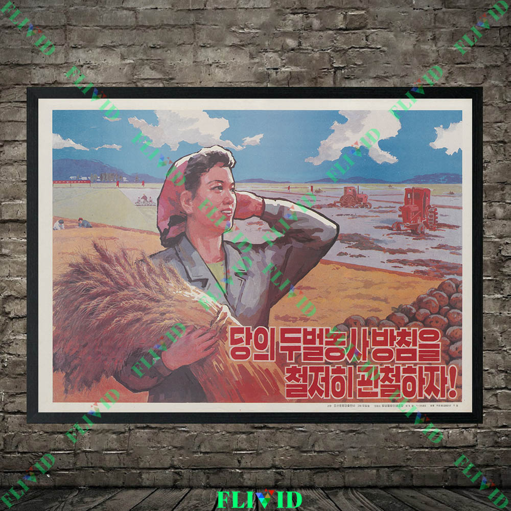 Retro Nordkorea Kunstdrucke, L – Agriculture Farming Poster Bewertung und Preis