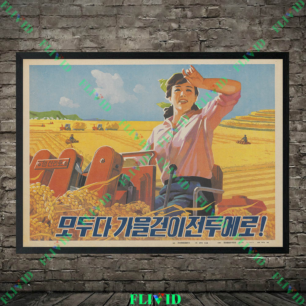 Retro Nordkorea Kunstdrucke, L – Agriculture Farming Poster Bewertung und Preis